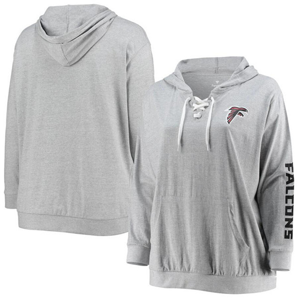 Women's Atlanta Falcons Heathered Gray Lace-Up Pullover Hoodie